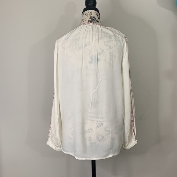 Lucky Brand Ivory Peasant Crinkle Gauze Tassels Embroidery Boho Size:S - Picture 13 of 16